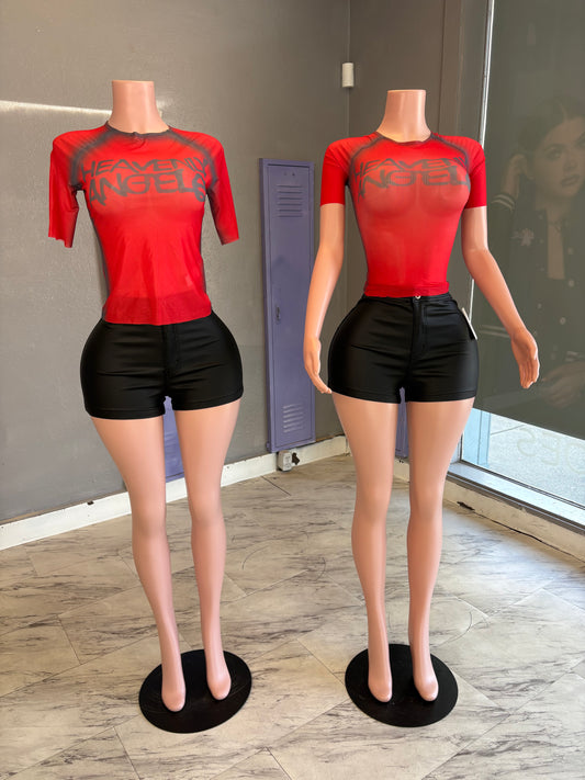 Red Heaven Mesh Top