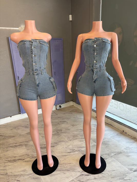 Paris Tube Denim Romper